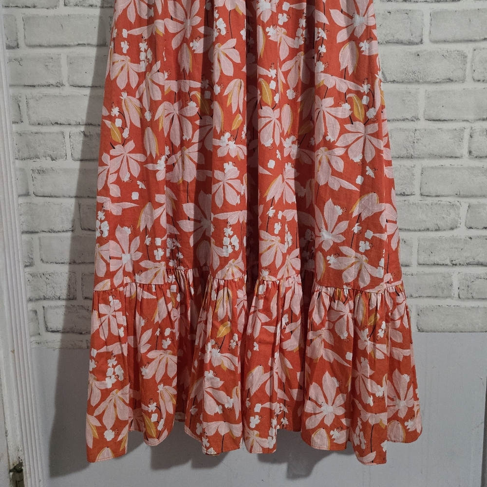 EUC Sachin & Babi X Dillards Dany Floral Tiered Midi Dress Orange Floral Size 6 - Picture 5 of 8